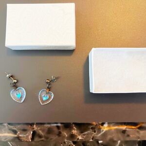 SOLD- Heart of Glass iridescent Earrings- Never Worn